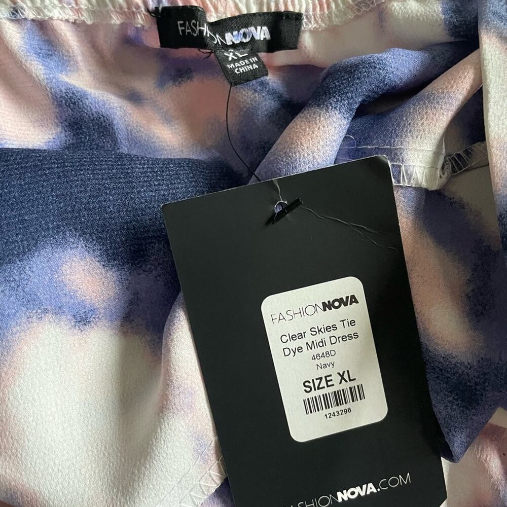 Fashion Nova Clear Skies Tie Dye Asymmetrical Bustier Midi Dress XL NWT $135 - Picture 4 of 8